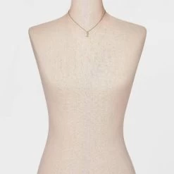 Gold Dipped Cubic Zirconia Initial Pendant Necklace - A New Day™ Gold