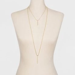 Short And Long Layered Pendant Necklace - A New Dayâ„¢ Gold