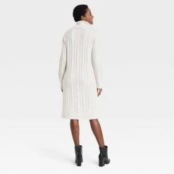 Women's Turtleneck Long Sleeve Cozy Sweater Dress - A New Day™
