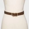 Women's Double Buckle Belt - A New Day™ Brown