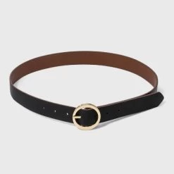 Women's Oval Tapered Center Bar Reversible Belt - A New Day™ Cognac/Black