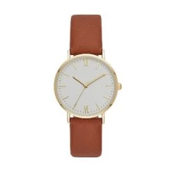 Women's Classic Strap Watch - A New Day™ Gold/Brown