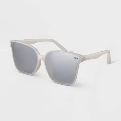 Women's Plastic Shield Sunglasses - A New Day™ White