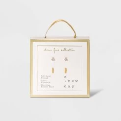 14K Gold Plated Cubic Zirconia And Bar Stud Duo Earrings - A New Day™ -A New Day Discount Mall GUEST 12d327aa 6845 4098 9303 d35a2e6c2081