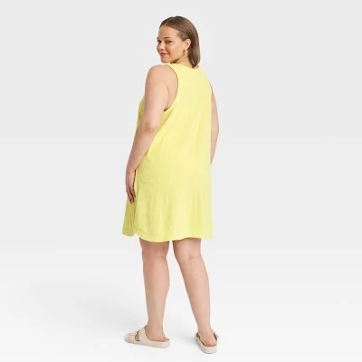 Women's Terry Mini Tank Shift Dress - A New Day™ Yellow 4X 1 Women's Terry Mini Tank Shift Dress - A New Day™ Yellow 4X