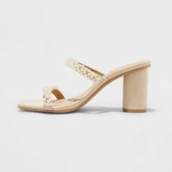 Women's Audra Mule Heels - A New Day™ Cream