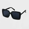 Women's Plastic Square Studded Sunglasses - A New Day™ Black