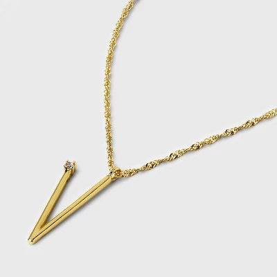 Gold Dipped Scattered Cubic Zirconia Initial Pendant Necklace - A New Day™ Gold 3 Gold Dipped Scattered Cubic Zirconia Initial Pendant Necklace - A New Day™ Gold - Image 3
