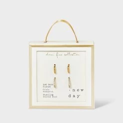 14K Gold Plated Polished Cubic Zirconia Hoop Duo Earring Set - A New Day™ Gold -A New Day Discount Mall GUEST 200414f5 e326 4e25 b791 b0dd0eee8b2a