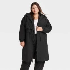 Women's Relaxed Fit Trench Rain Coat - A New Day™ Black -A New Day Discount Mall GUEST 20970525 9ae1 4193 86cf 5c36f2b050a3