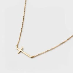 14K Gold Plated Stationed Cross Pendant Necklace - A New Day™ Gold -A New Day Discount Mall GUEST 2190b6a3 2d66 4f34 89d8 e2dd2b3b4320