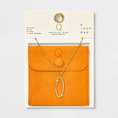 Gold Dipped Scattered Cubic Zirconia Initial Pendant Necklace - A New Day™ Gold 20 Gold Dipped Scattered Cubic Zirconia Initial Pendant Necklace - A New Day™ Gold - Image 20