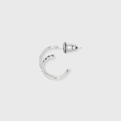 Sterling Silver Cubic Zirconia Faux Duo Stud Hoop Earrings - A New Day™ Silver