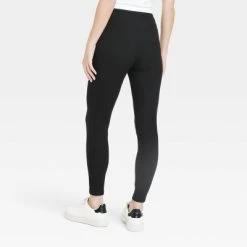 Women's Ribbed Knit Drawstring Leggings - A New Day™ Black