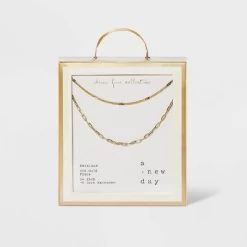 14K Gold Plated Flat Beaded And Link Chain Duo Necklace - A New Day™ Gold 3 14K Gold Plated Flat Beaded And Link Chain Duo Necklace - A New Day™ Gold -A New Day Discount Mall GUEST 2b2c96a4 3dab 4a8c 990f 5d06ffa952e4