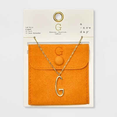 Gold Dipped Scattered Cubic Zirconia Initial Pendant Necklace - A New Day™ Gold 10 Gold Dipped Scattered Cubic Zirconia Initial Pendant Necklace - A New Day™ Gold - Image 10