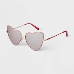 Women's Metal Heart Sunglasses - A New Day™ Pink