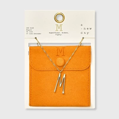Gold Dipped Scattered Cubic Zirconia Initial Pendant Necklace - A New Day™ Gold 16 Gold Dipped Scattered Cubic Zirconia Initial Pendant Necklace - A New Day™ Gold - Image 16