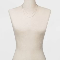 Plated Cable Box And Paperclip Chain Necklace Set 3pc - A New Dayâ„¢ Silver