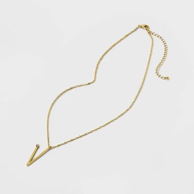 Gold Dipped Scattered Cubic Zirconia Initial Pendant Necklace - A New Day™ Gold 2 Gold Dipped Scattered Cubic Zirconia Initial Pendant Necklace - A New Day™ Gold - Image 2