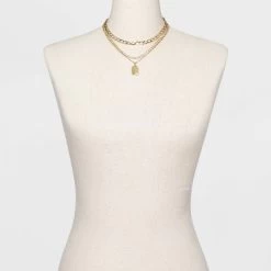 3 Row Chunky Chain Necklace - A New Day™ Gold