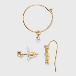 Charm Hoop, Stud And Ear Climber Earring Set 8pc - A New Day™