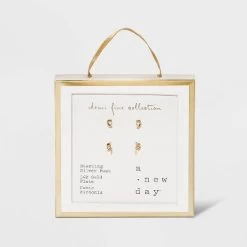 14K Gold Plated Cubic Zirconia Geometric Duo Stud Earrings - A New Day™ -A New Day Discount Mall GUEST 4fa2f62b 13b8 4361 bd6d a52dd4d327d6