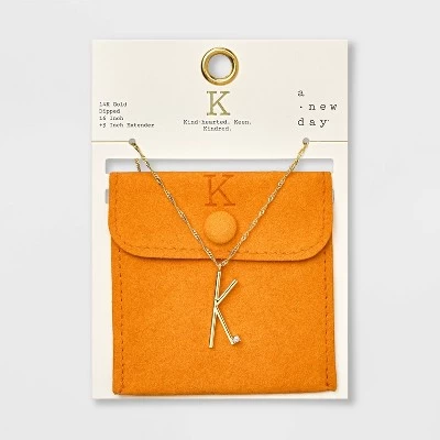 Gold Dipped Scattered Cubic Zirconia Initial Pendant Necklace - A New Day™ Gold 14 Gold Dipped Scattered Cubic Zirconia Initial Pendant Necklace - A New Day™ Gold - Image 14