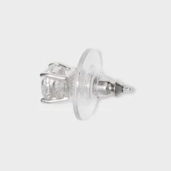 Sterling Silver Small Round Cubic Zirconia Stud Earring - A New Day™ Silver