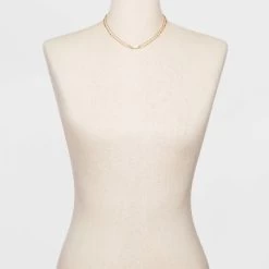 Mother Of Pearl And Metal Two Row Layered Necklace Pendant - A New Dayâ„¢ Gold