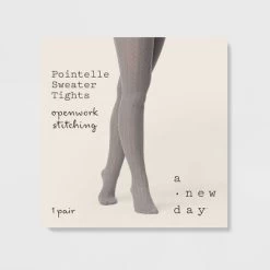 Women's Pointelle Sweater Tights - A New Day™ Light Gray