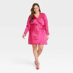 Women's Long Sleeve Satin Shirtdress - A New Day™ -A New Day Discount Mall GUEST 5bae4ee7 0a7a 4aa8 851c 4393efa470ae