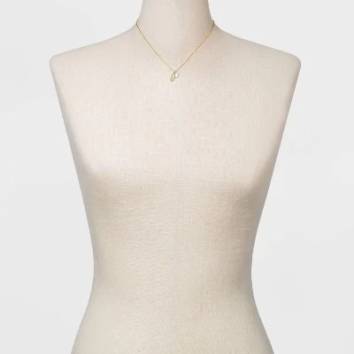 Stone And Square Charm Pendant Necklace - A New Day™ Gold 1 Stone And Square Charm Pendant Necklace - A New Day™ Gold