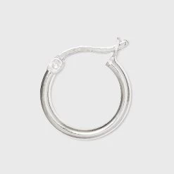 Women's Sterling Silver Tube And Square Cut Hoop Earring Set 2pc - A New Day™ Silver