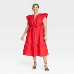 Women's Flutter Short Sleeve Midi Dress - A New Day™ -A New Day Discount Mall GUEST 6860e305 4b55 4395 bef7 dae5942aa43e