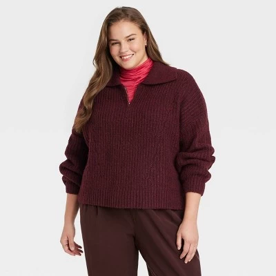 Women's Quarter Zip Pullover Sweater - A New Day™ 3 Women's Quarter Zip Pullover Sweater - A New Day™ - Image 3