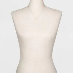 Sterling Silver Pave Cubic Zirconia Circle Chain Necklace - A New Day™ Silver/Clear