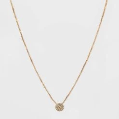 Pave Circle Pendant Necklace - A New Day™ Gold