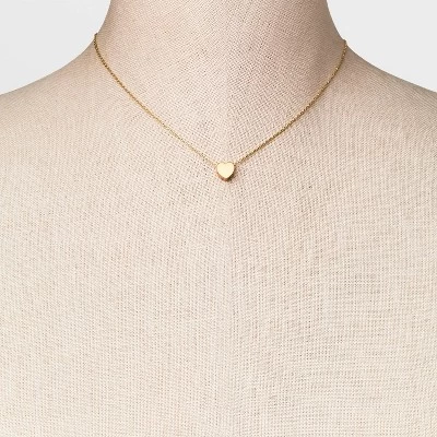 14K Gold Plated Heart Slider Pendant Necklace - A New Day™ Gold 1 14K Gold Plated Heart Slider Pendant Necklace - A New Day™ Gold