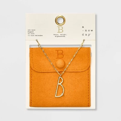 Gold Dipped Scattered Cubic Zirconia Initial Pendant Necklace - A New Day™ Gold 5 Gold Dipped Scattered Cubic Zirconia Initial Pendant Necklace - A New Day™ Gold - Image 5