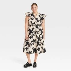 Women's Flutter Short Sleeve Midi Dress - A New Day™ -A New Day Discount Mall GUEST 7ae1d7d7 e328 4e6b a2a7 a4bb0409ba54
