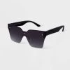 Women's Plastic Square Shield Sunglasses - A New Day™ Black