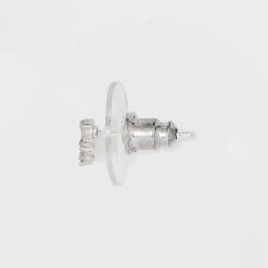 Sterling Silver Cubic Zirconia And Faux Opal Stud Earring Set 3pc - A New Day™