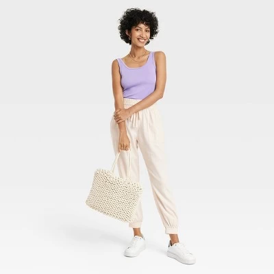 Women's High-Rise Regular Fit Ankle Linen Jogger Pants - A New Day™ 2 Women's High-Rise Regular Fit Ankle Linen Jogger Pants - A New Day™ - Image 2