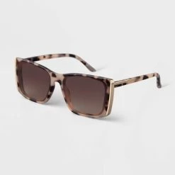 Women's Plastic Rectangle Sunglasses - A New Day™ Ivory