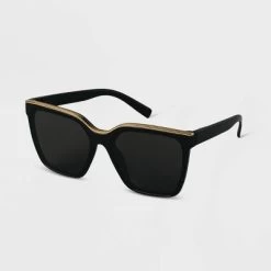 Women's Plastic Square Sunglasses - A New Day™ Black