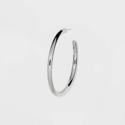 Silver Plated Brass Large Tube Hoop Earrings - A New Day™ Silver -A New Day Discount Mall GUEST 894d4cae 4534 42b1 8232 04b3cbc8eb3a