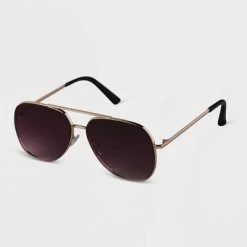 Women's Gradient Aviator Sunglasses - A New Day™ Black