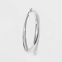 Silver Plated Graduated Hoop Earrings 50mm - A New Day™ Silver