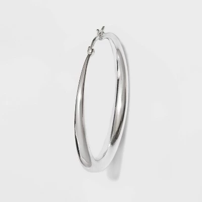 Silver Plated Graduated Hoop Earrings 50mm - A New Day™ Silver 1 Silver Plated Graduated Hoop Earrings 50mm - A New Day™ Silver